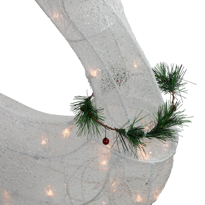 51" Lighted White Reindeer with Sleigh Christmas Decoration
