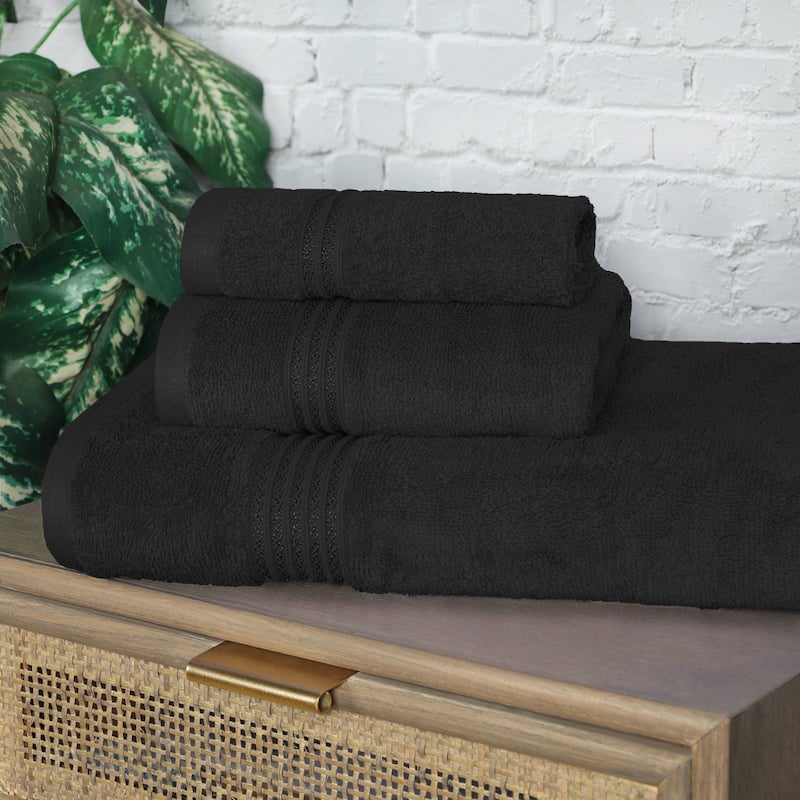 Superior Heritage Egyptian Cotton Absorbent 3-Piece Towel Set - Black