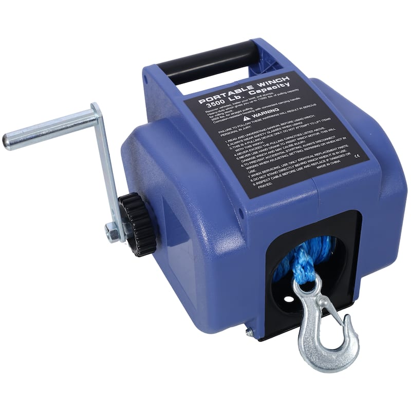 12v 3500lbs Trailer Winch, Reversible Electric Winch, for Boats up to 5000 lbs, with Synthetic Rope, With Extra Pulley Hook