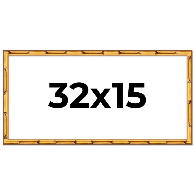 32x15 Frame Gold Bamboo Picture Frame Modern Photo Frame Includes UV Acrylic Shatter Guard Front Acid Free Foam Backing Board