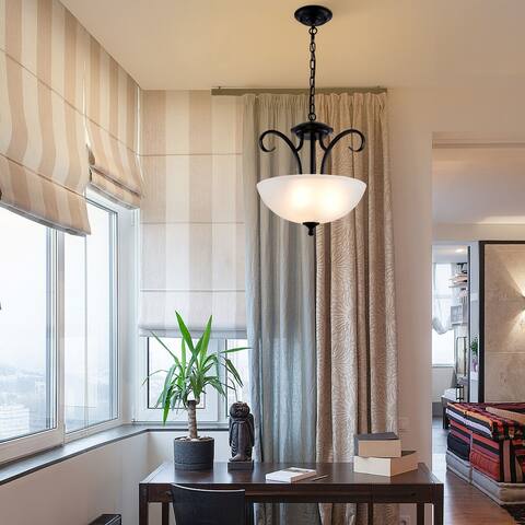 Modern 3-Light Chandelier White Glass Hallway Light - 18.5in