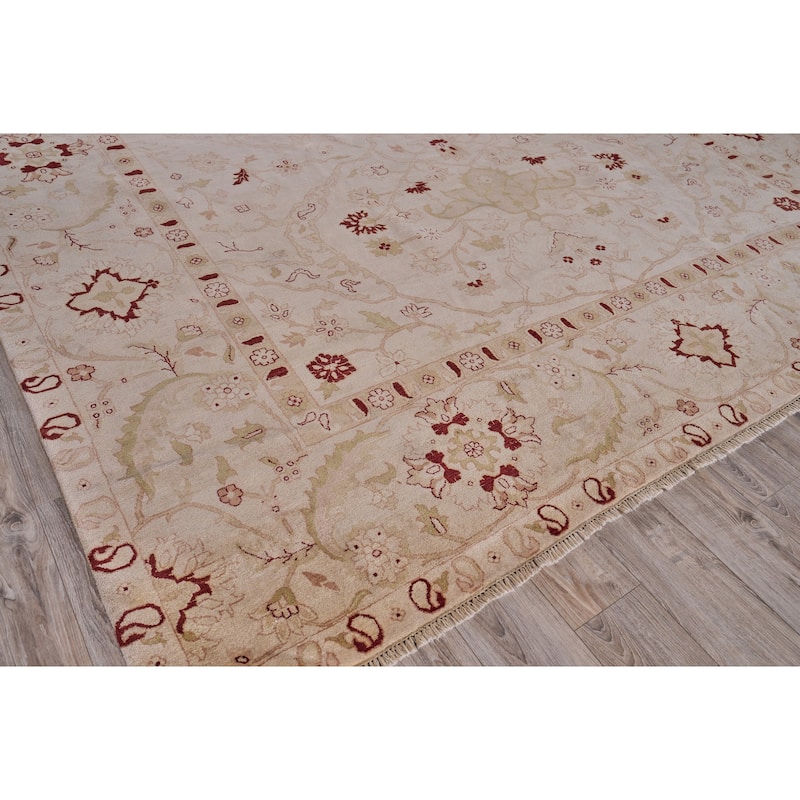 EXQUISITE RUGS ONE-OF-A-KIND Agra Hand Knotted Light Beige Rug - 12'2"x14'6"