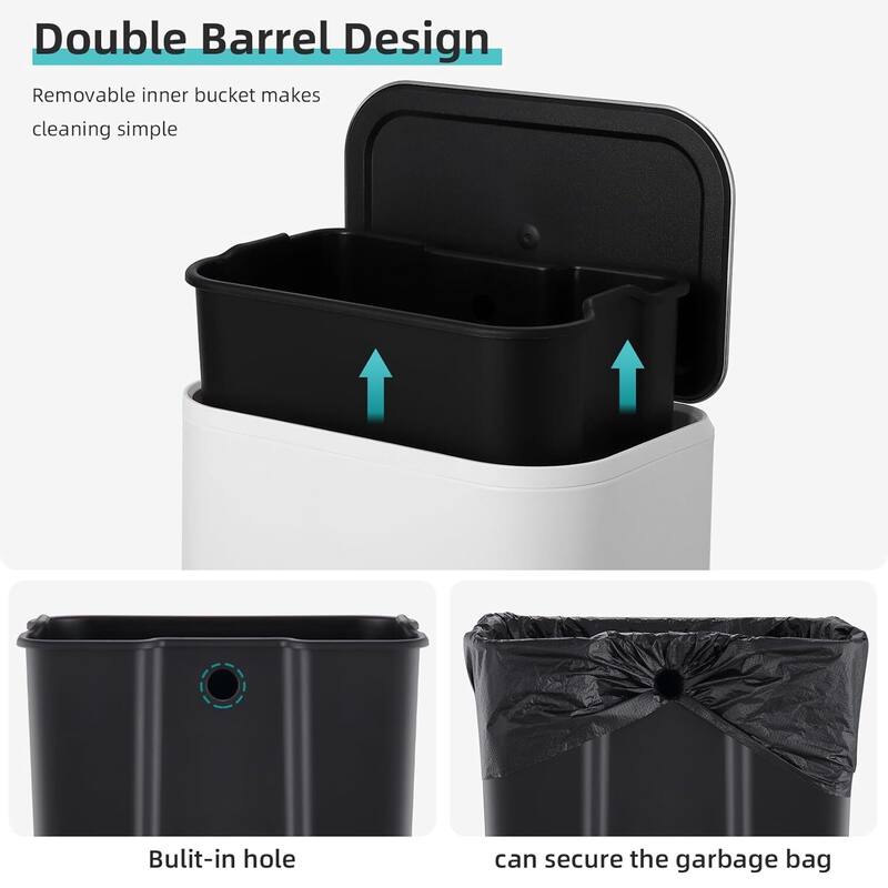 8 Gallon Trash Can with Soft Close Lid for Bathroom, Kitchen, Home, Office