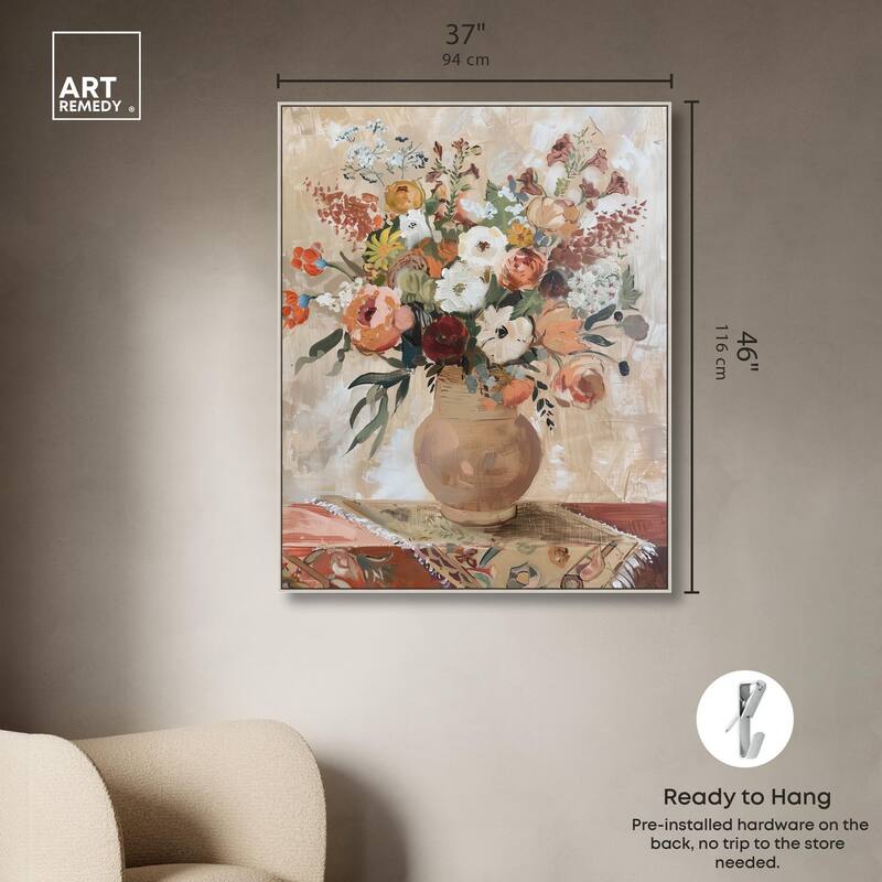 Clay Vase and Flowers Canvas by Art Remedy