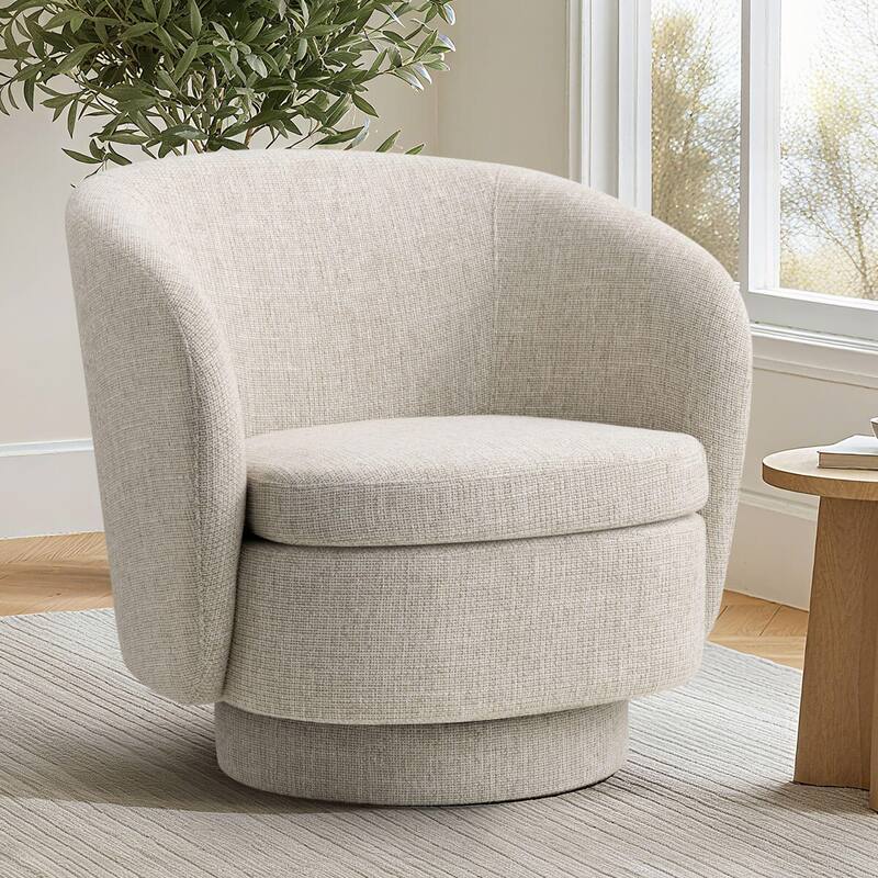 360° Tweed Swivel Barrel Accent Chair - Oatmeal