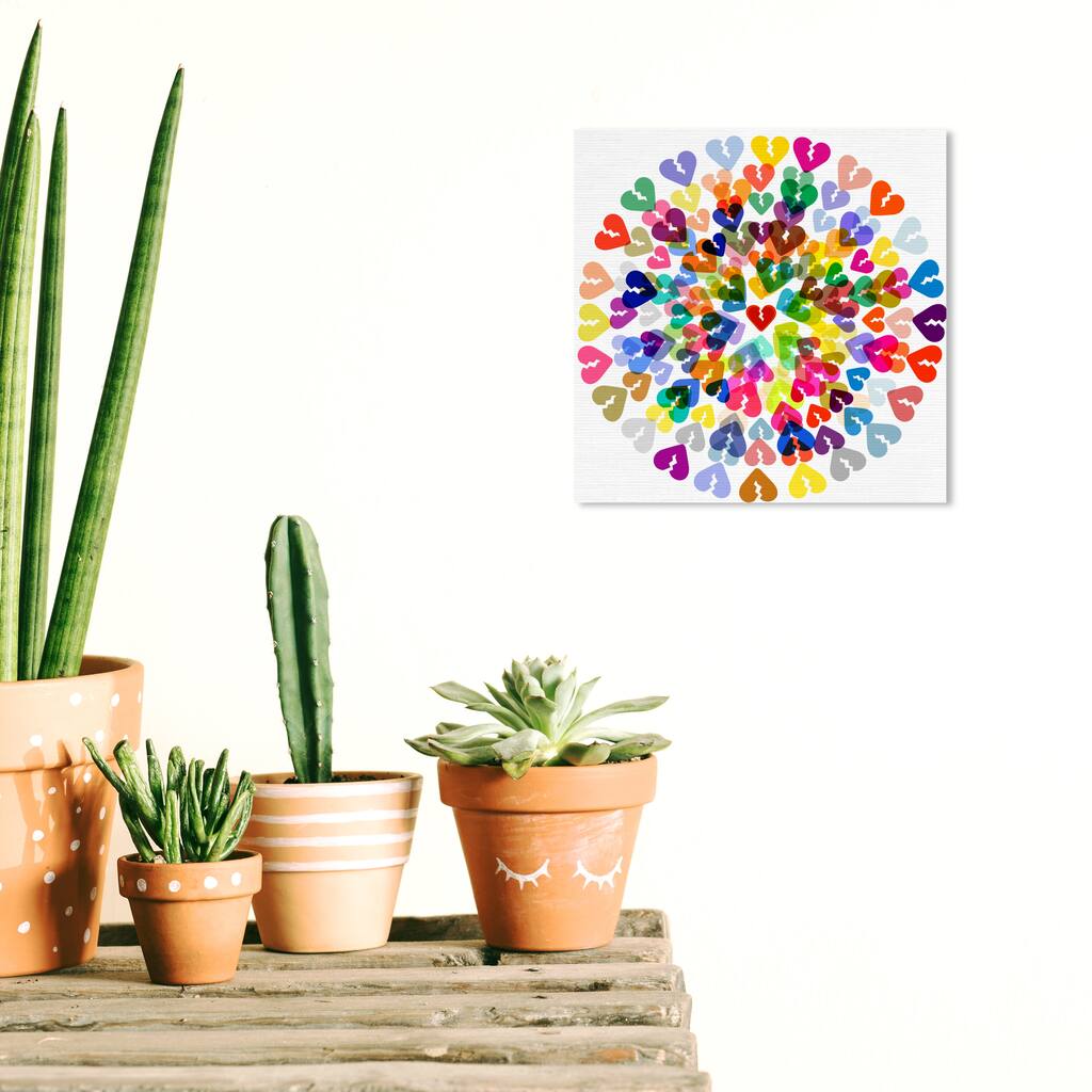 Wynwood Studio Canvas Fashion and Glam Broken Heart Colorful Mandala Yellow Modern & Contemporary Wall Art Canvas Print