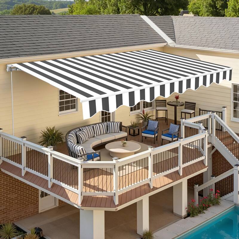 MCombo10x8Feet Manual Retractable Patio Door Window Awning Sunshade Shelter Outdoor Canopy