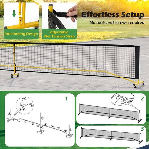 dimension image slide 1 of 2, 22FT Portable Pickleball Net Regulation Size w/Strong Metal Frame