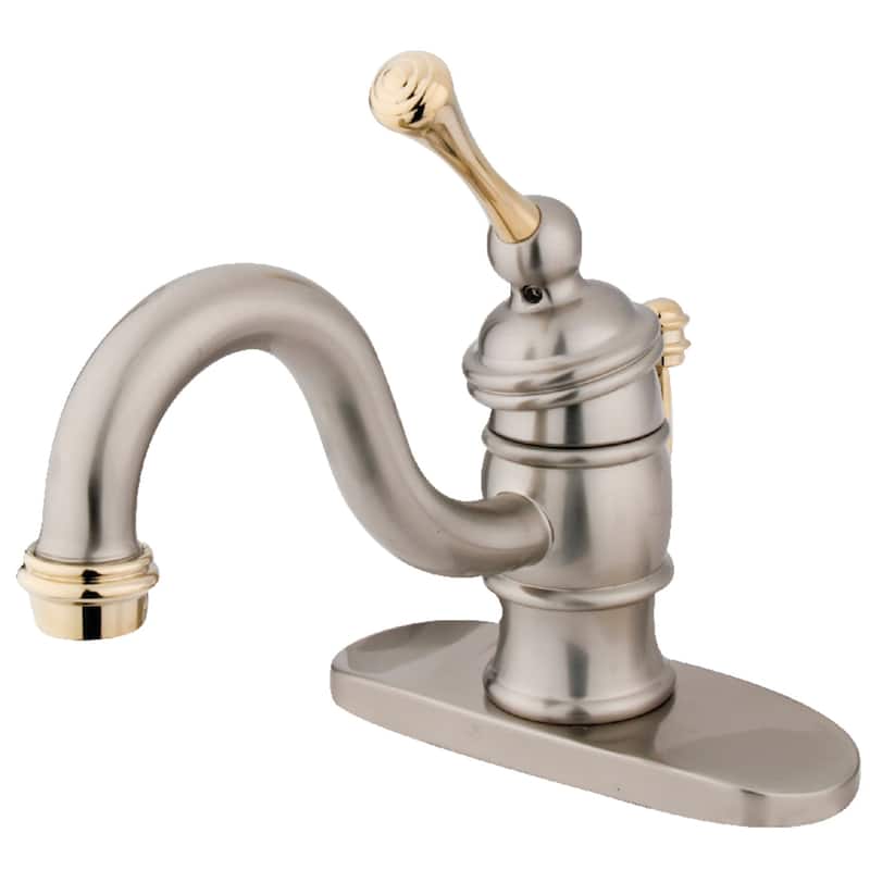 Kingston Brass Victorian Single-Handle Bathroom Faucet with Pop-Up Drain - Brushed Nickel/Polished Brass