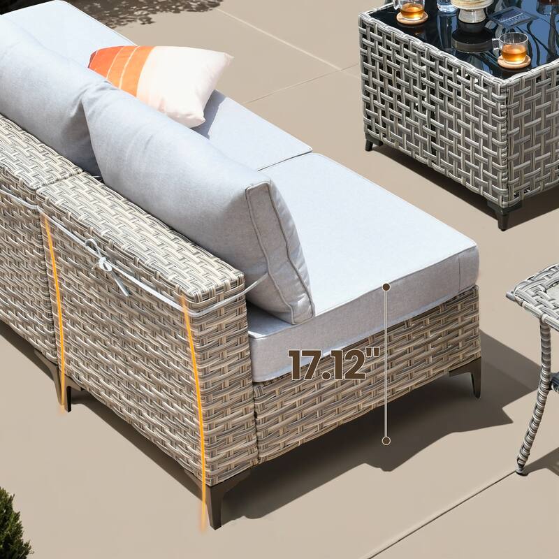 XIZZI 8-Piece Outdoor Wicker Furniture Sectional Swivel Chairs Set