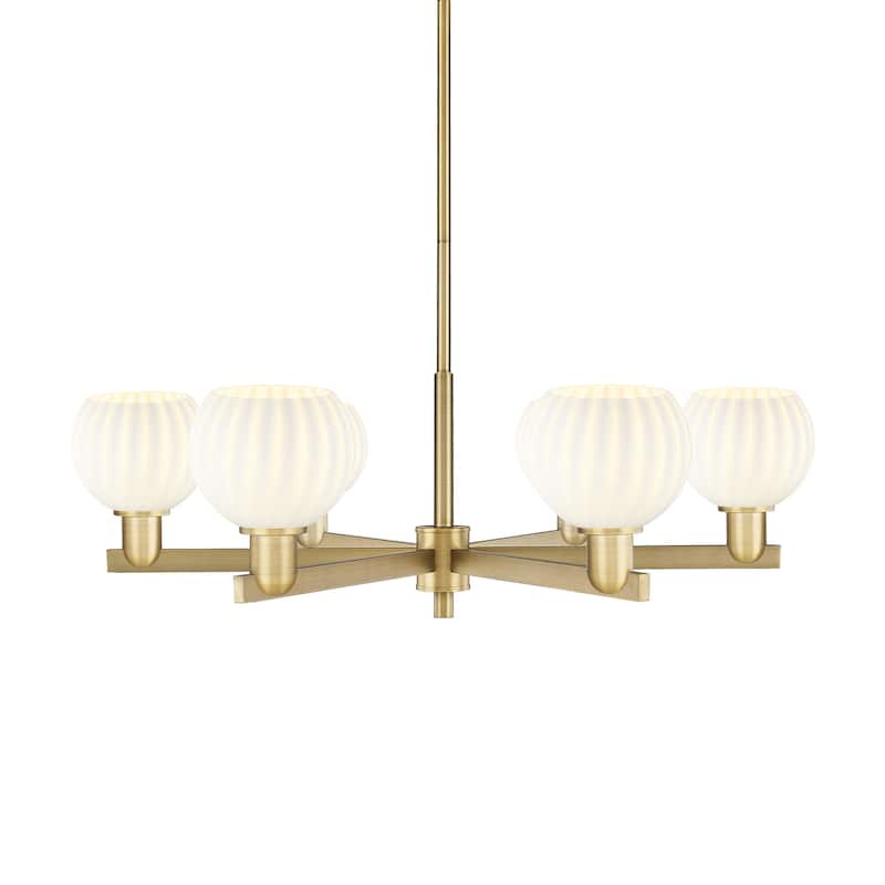 Innovations Lighting 716-6CR-10-36 White Venetian Chandelier White - Brushed Brass / White Venetian