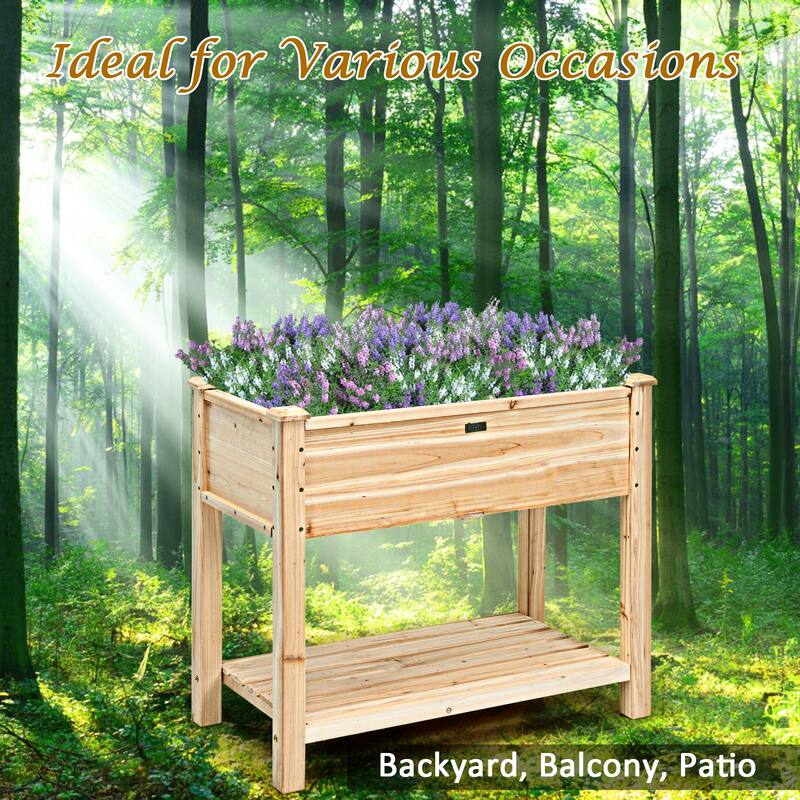Costway Raised Garden Bed Elevated Wood Planter Box Stand for - 34” X 18” X 30”