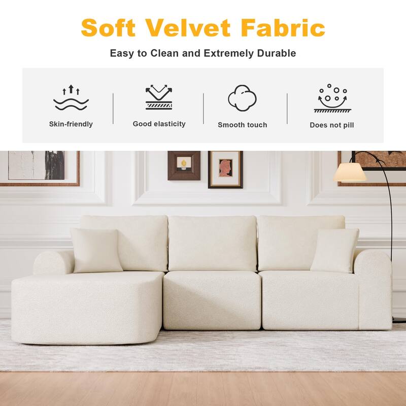 Oversized Modular Sectional Sofa with L-Shape Chaise Modern Upholstered Cloud Couches with Throw Pillows for Living Room Bedroom