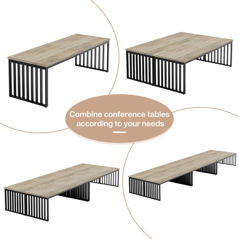 Small Conference Room Table for 4, Industiral Long Meeting Table - 2-pieces