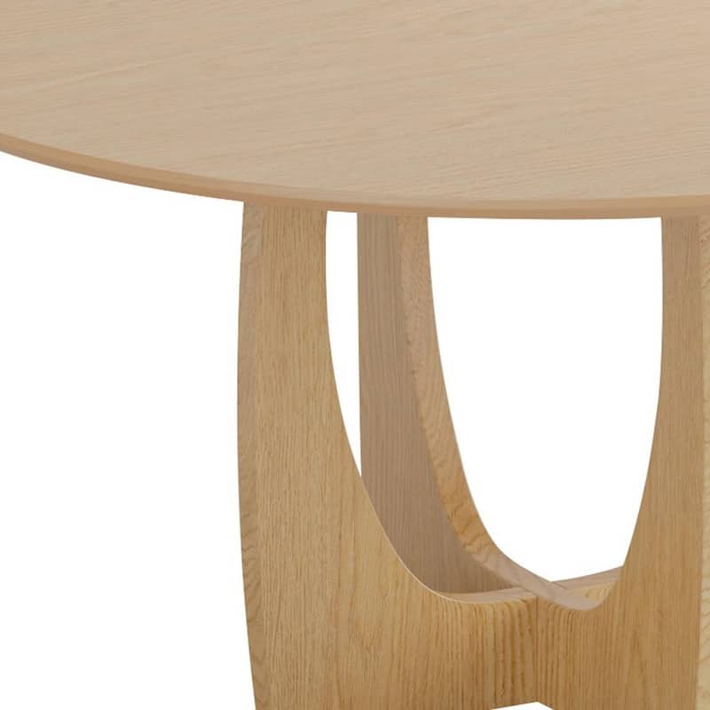 HomeRoots 59" Natural Solid Wood Pedestal Base Round Top Dining Table - 59.00 in. x 30.00 in. x 59.00 in.