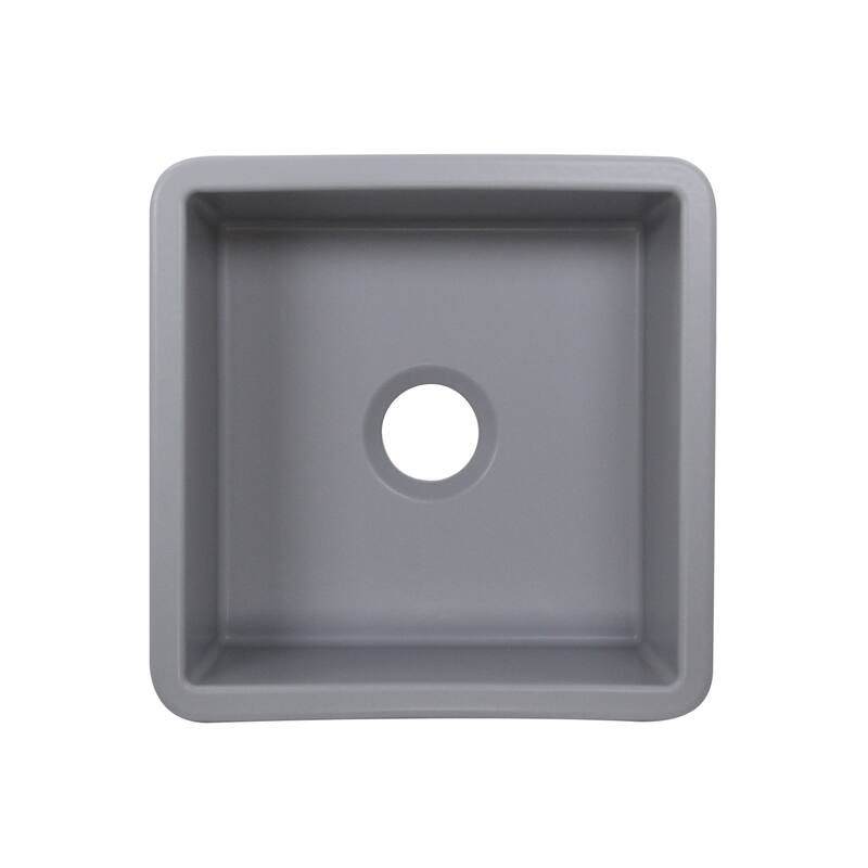 Square Matte Gray Dualmount Fireclay Kitchen or Bar Sink - 18 x 18 x8.5 inches