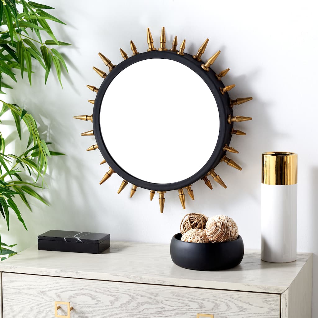 SAFAVIEH Myranda 20-inch Sunburst Black/Gold Mirror - 20" W x 3" D x 20" H - 20Wx3Dx20H