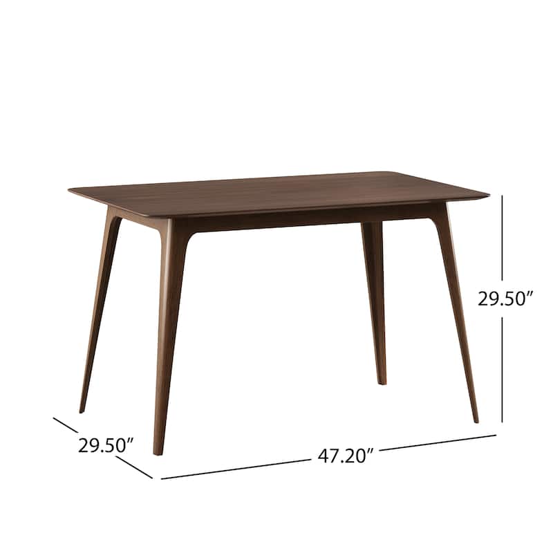 Roomfitters 5-Piece Mid-Century Dining Set, Rectangular Table with Thick Cushioned Upholstered Chairs, Walnut & Light Beige