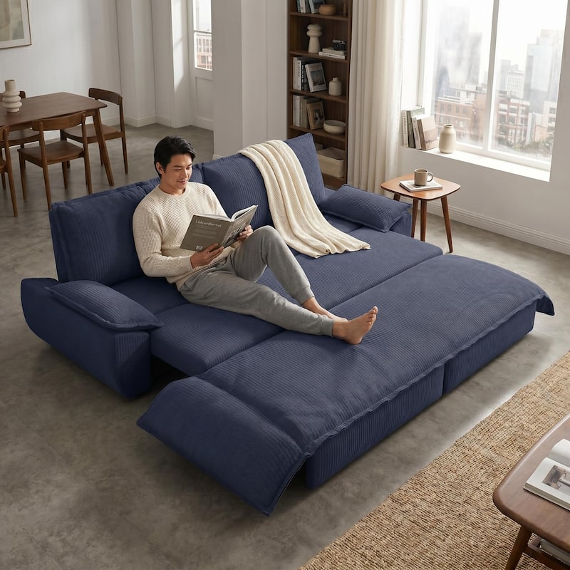 Homy Casa 73.2''/94.5" Queen/King Pull Out Sofa Bed, 3-in-1 Corduroy/Velvet Sleeper Couch