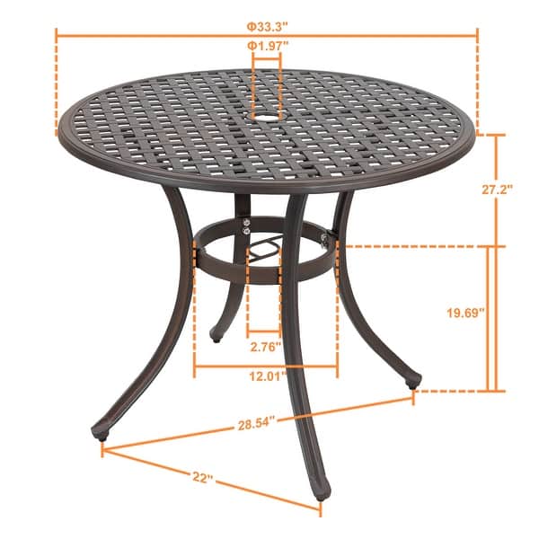 dimension image slide 1 of 2, NUU GARDEN 5-piece Antique Bronze Cast Aluminum Patio Dining Set