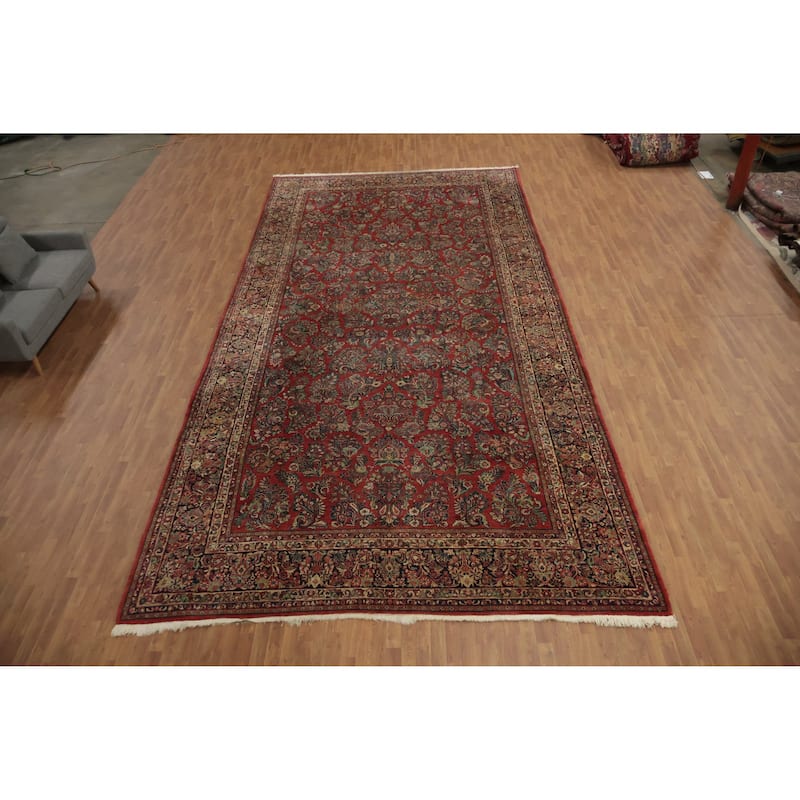 Hand Knotted Oriental 100% Wool Carpet Traditional Floral Oranges & Rust Sarouk Area Rug - 21' 3'' X 10' 7''