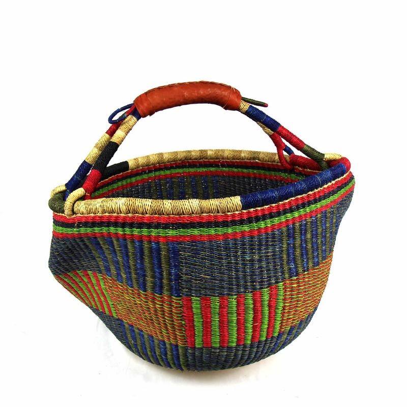 Handmade Large Market Basket, Mixed Colors