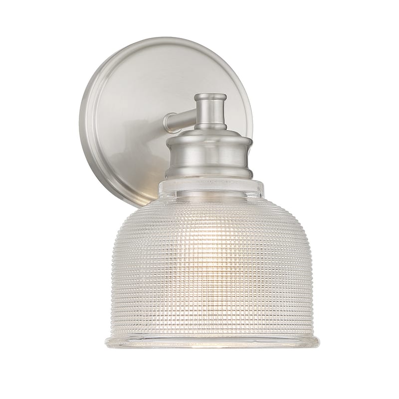 Bellevue SH90093 10" Tall Bathroom Sconce with Textured Glass Shade - Brushed Nickel