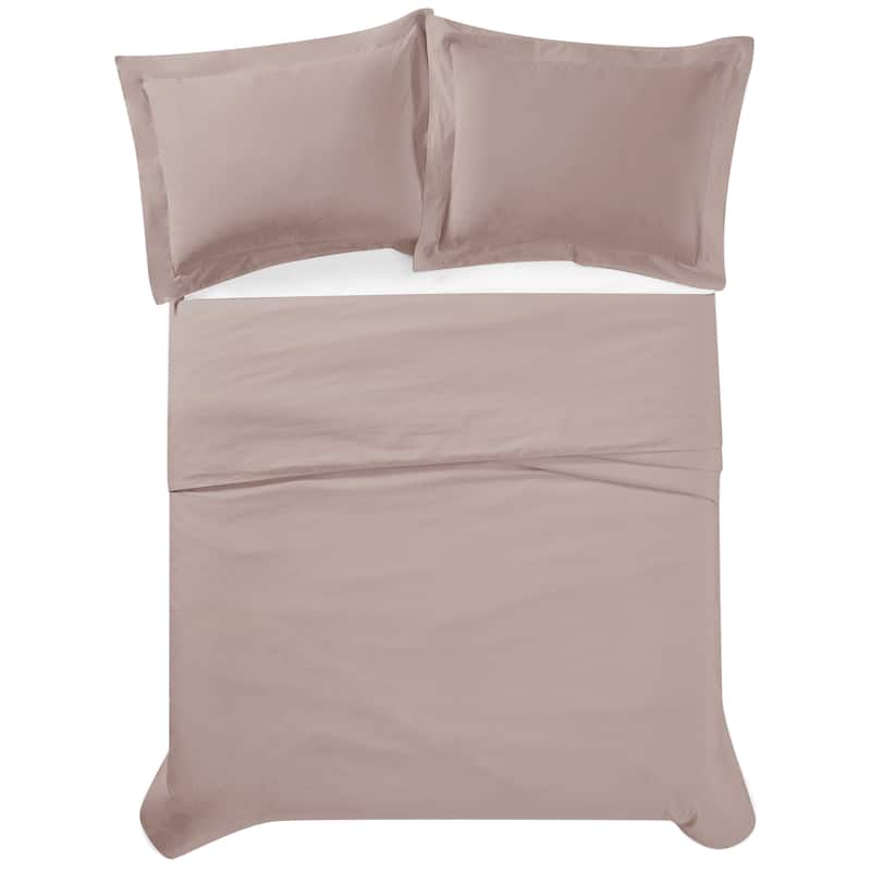 Vince Camuto Solid 400TC Percale 3 Piece Duvet Cover Set