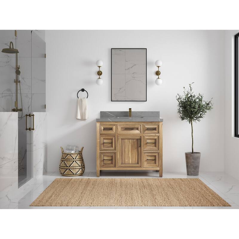 Willow Collections 42 in. W x 22 in. D Santa Monica Teak Single Sink Bathroom Vanity with Countertop