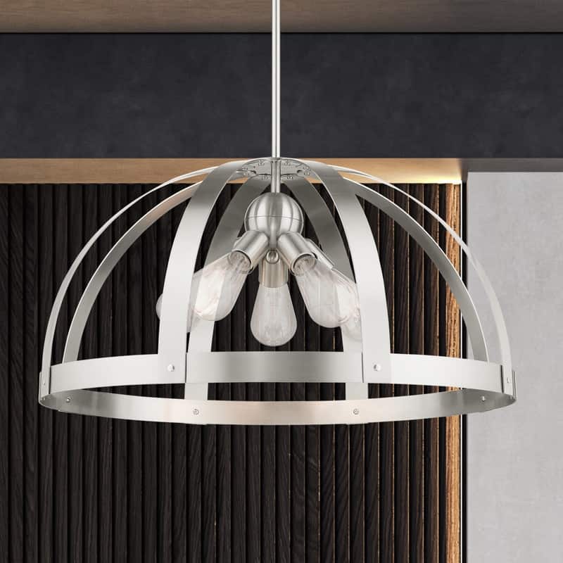 Livex Lighting 5-light Brushed Nickel Pendant Chandelier, 49645-91 - 24"DIA 15.5"- 51.5"ADJ.H