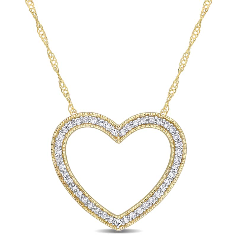 Miadora 1/4ct TDW Diamond Open Heart Necklace in 14k Yellow Gold