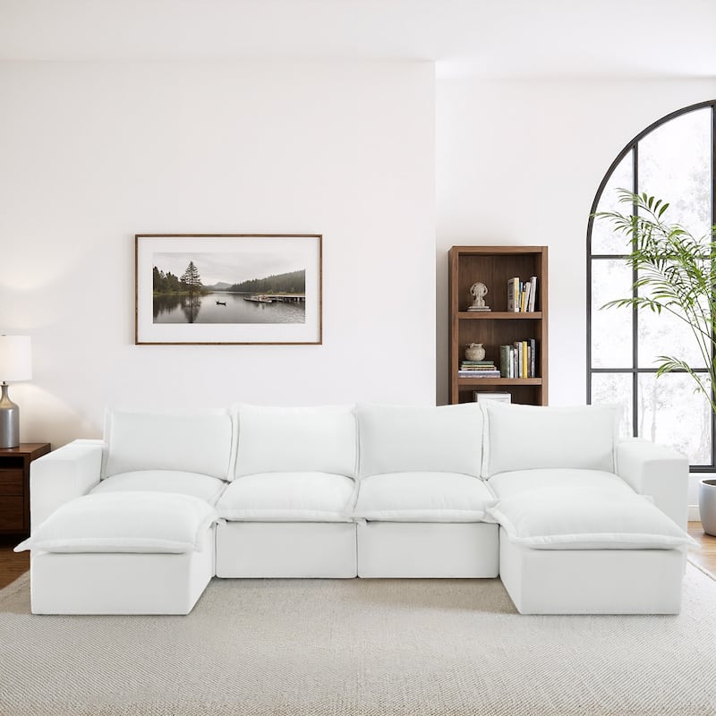 Comfy Cloud Couch Plush Modular Sectional Sofa For Living Room - Beige/6 piece - Symmetrical