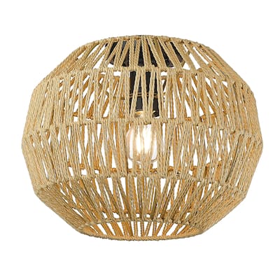 Golden Lighting 6933-FM BLK-NR Florence 14" Wide Flush Mount Globe