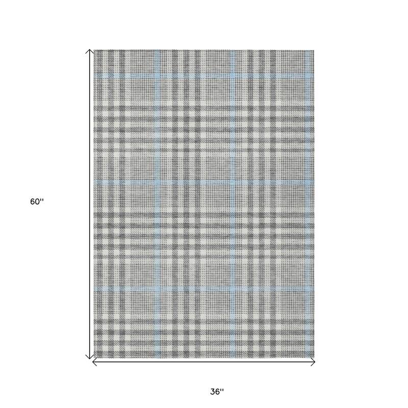 HomeRoots Plaid Transitional Rectangle Outdoor Rug