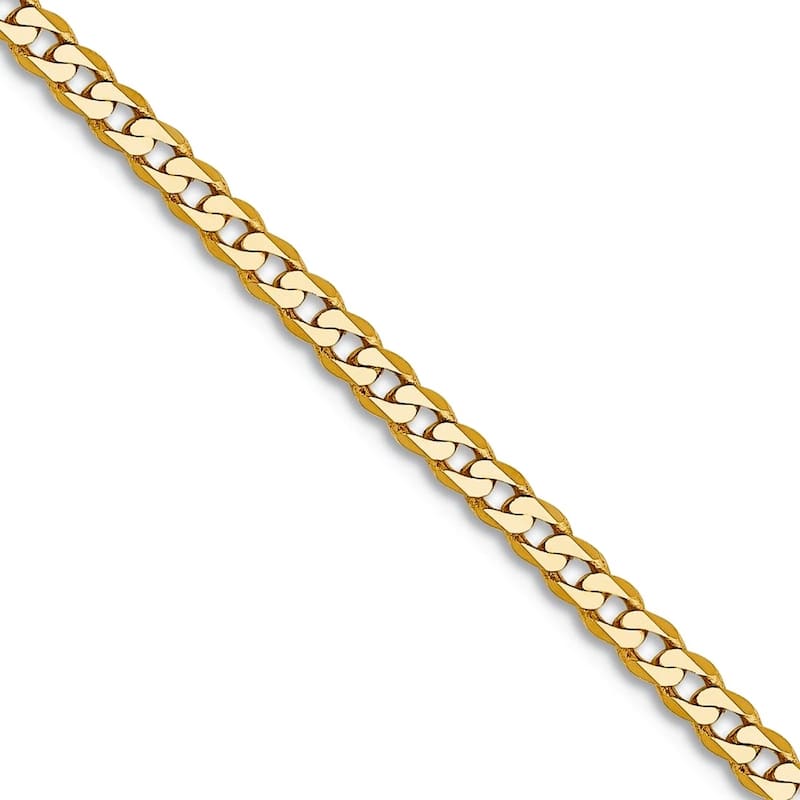 Curata 10k Yellow Gold 2.2mm Flat Beveled Curb Chain Necklace for Men