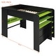 preview thumbnail 17 of 43, Full Size Wood Bunk Bed with Height-Adjustable Desk, Wardrobe, Ample Storage Space and RGB Light