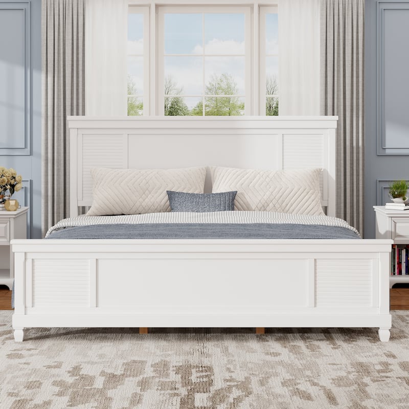 Christopher Knight Home - Elsa Elegant White Solid Wood Platform Bed with Farmhouse Style