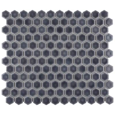 Merola Tile Hudson 1" Hex Imperial Grey 11-7/8" x 13-1/4" Porcelain Floor and Wall Tile