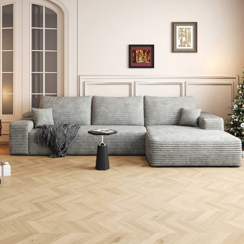 107" Cloud Chaise Sectional Sofa, Ergonomic Seat Tool-Free Assembly