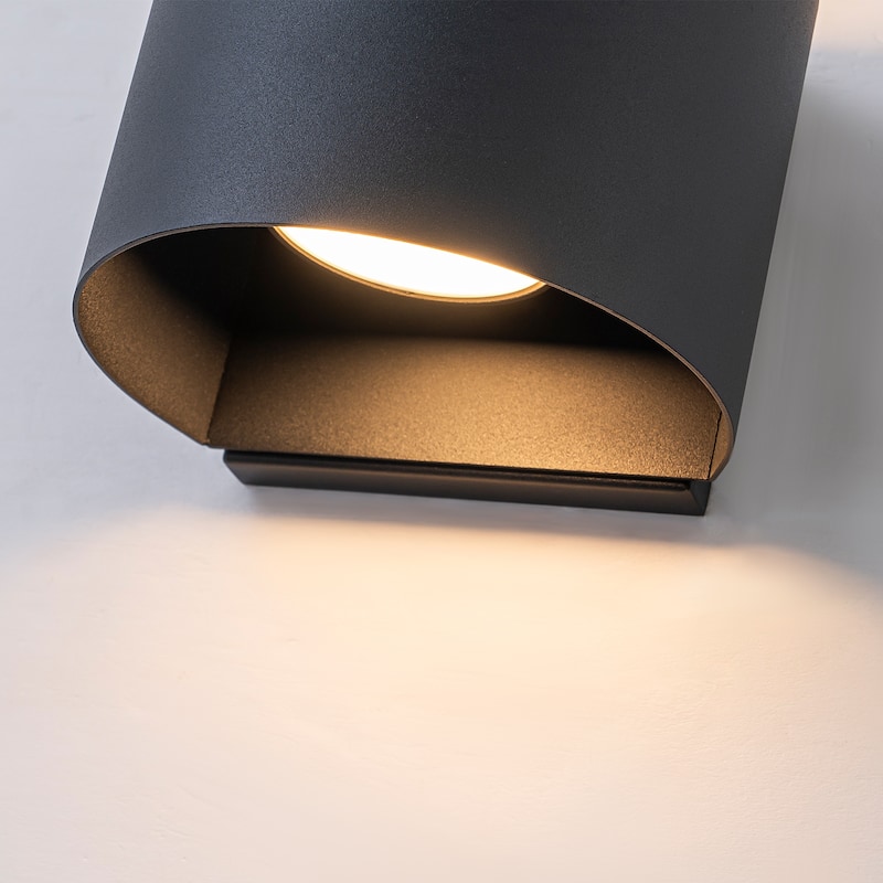 Modern 1-Light Cylinder LED Outdoor Wall Light - 4.5-in H x 5.8-in W x 5.1-in D