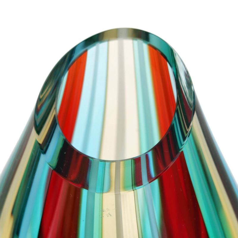 Novica Handmade Carnival Stripes Art Glass Vase (6 Inch)