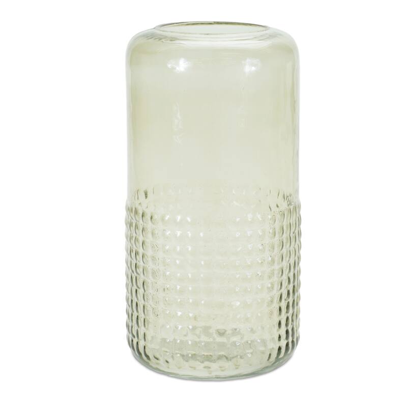 Green Textured Glass Candle Holder Vase 9.5"H