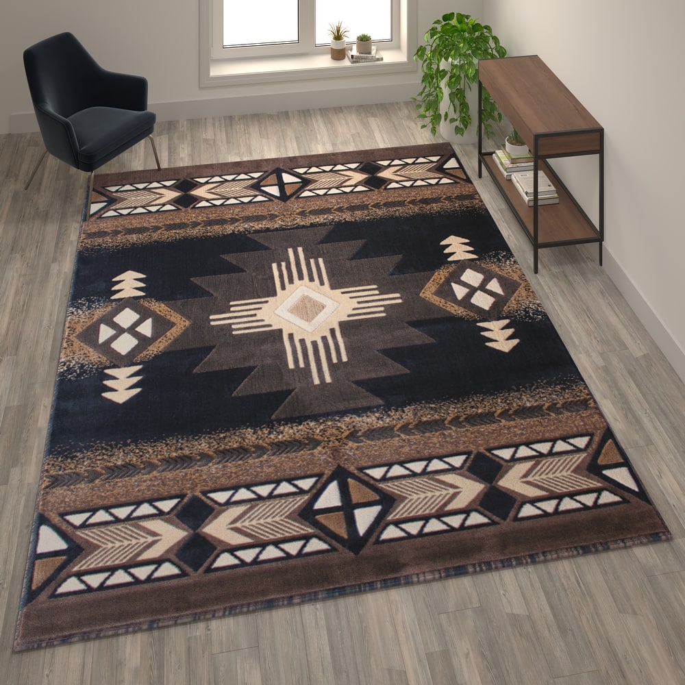 Traditional Southwestern Style Olefin Fiber Geometric Area Rug