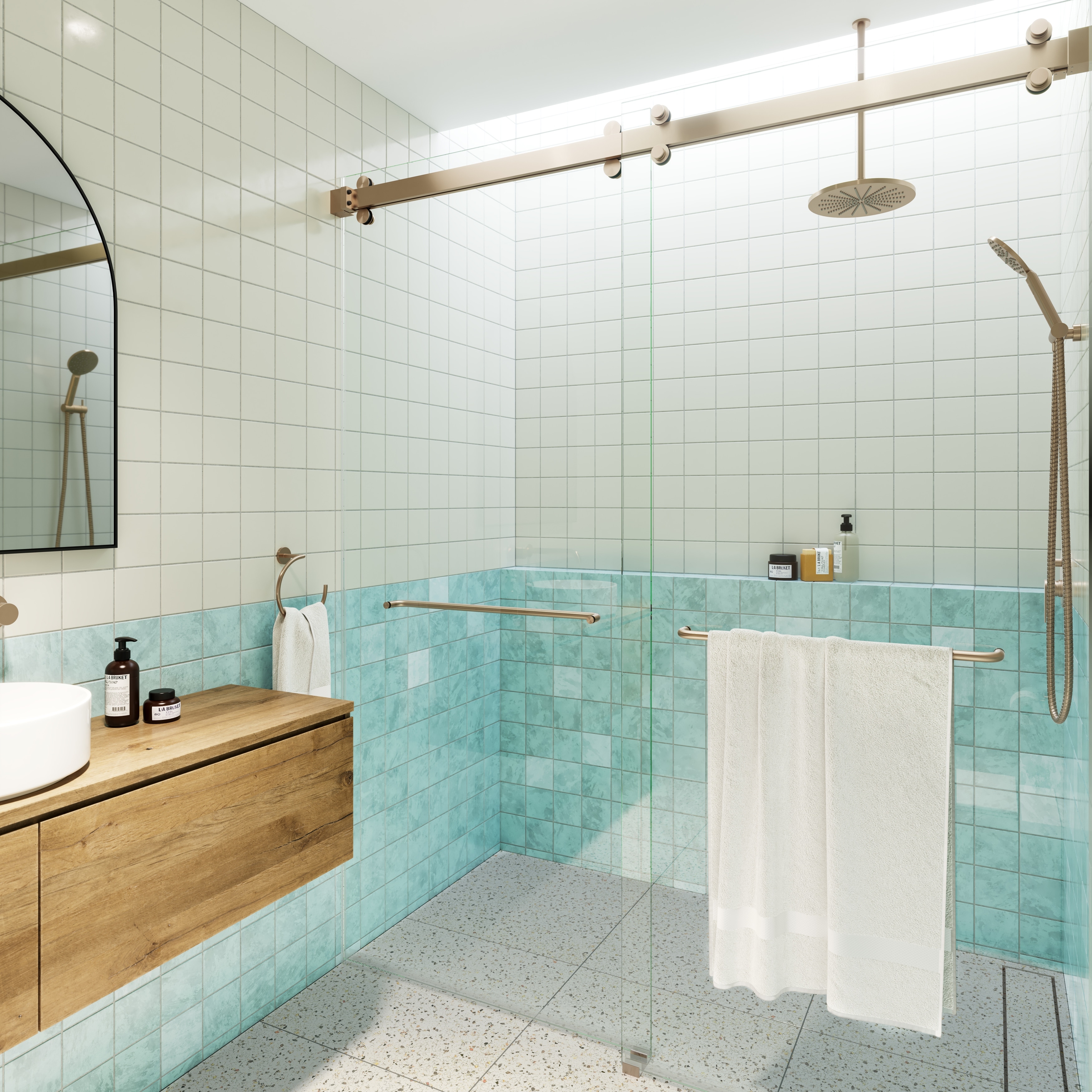 Polaris 60 in. x 78 in. Fully Frameless Glass Sliding Bypass Shower Doors with Square Hardware