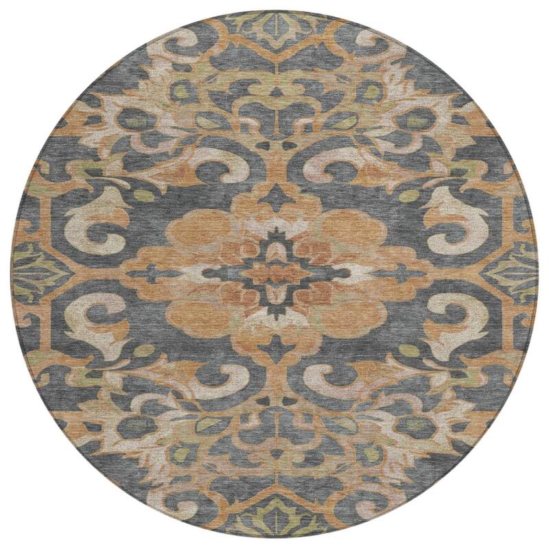 HomeRoots Damask Traditional Rectangle Outdoor Rug