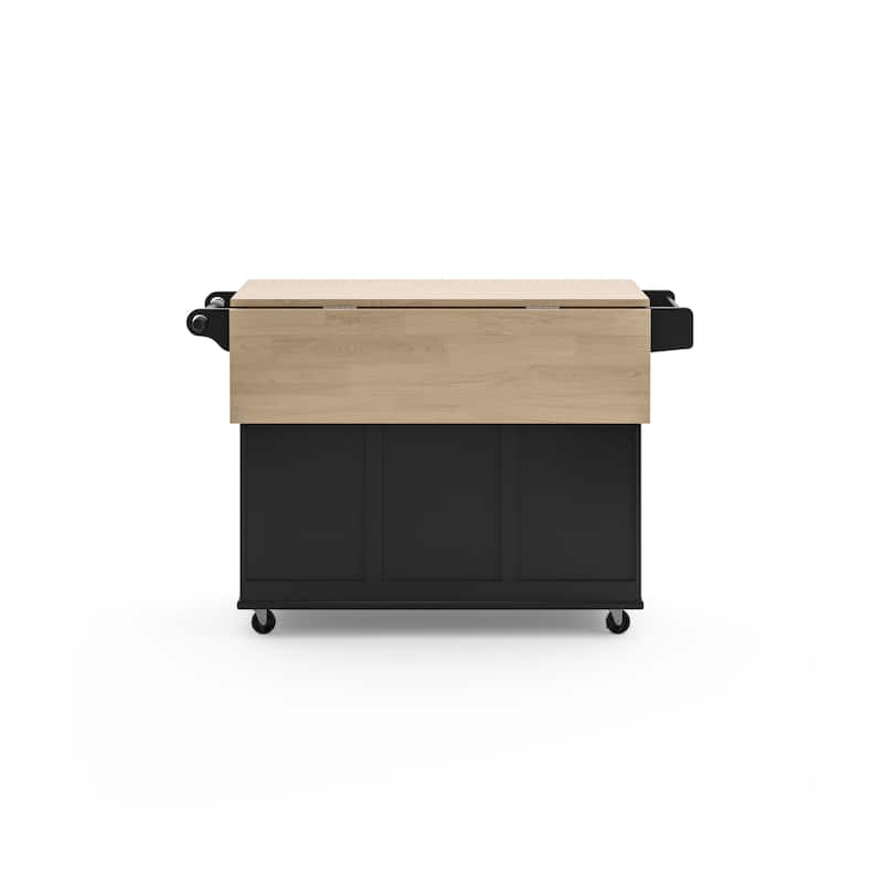 Homestyles Mobile Kitchen Island Cart with Wood Top and Dropleaf Breakfast Bar