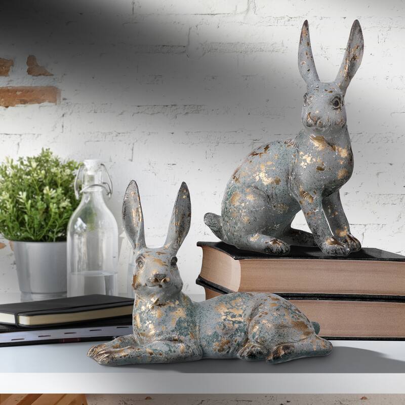 Resin Sit And Lay Rabbit Set of 2
