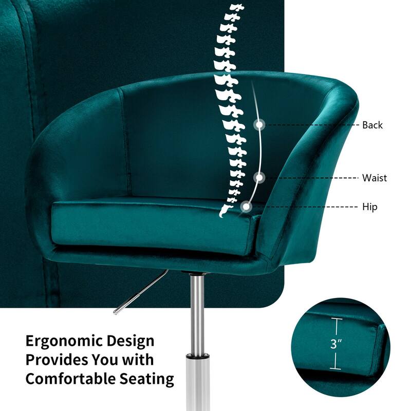 Gymax Modern Velvet Chair Height Adjustable Bar Stool Swivel Makeup - See Details