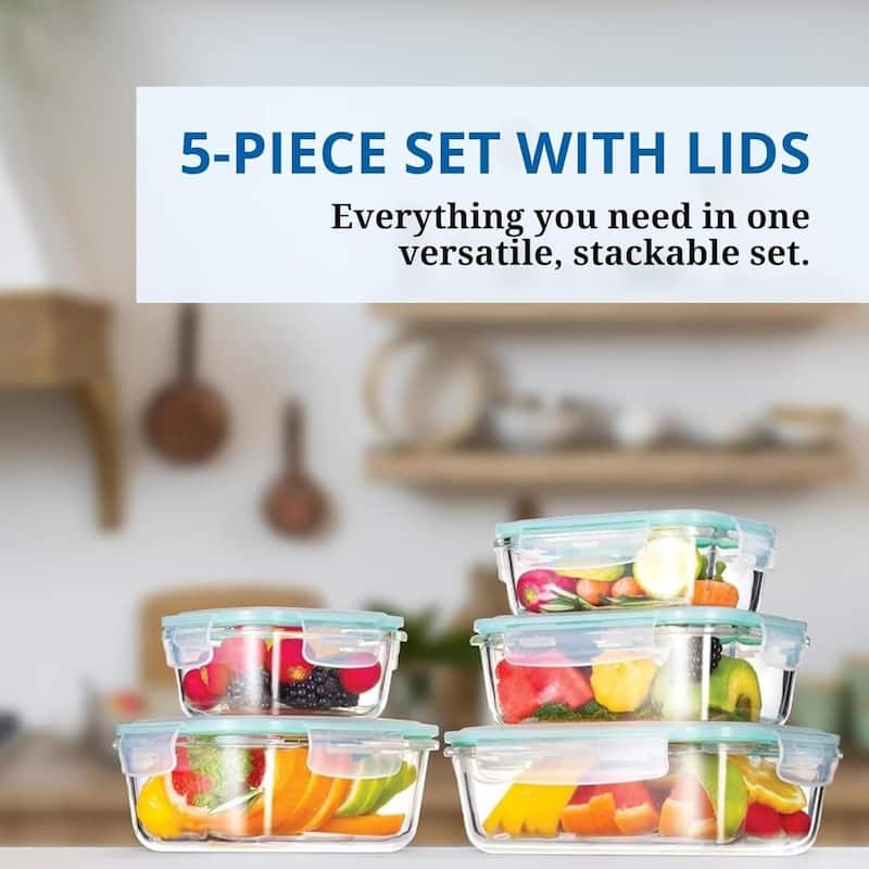 Westinghouse 5-Piece Glass Food Storage Container Set - 320 to 1050ml