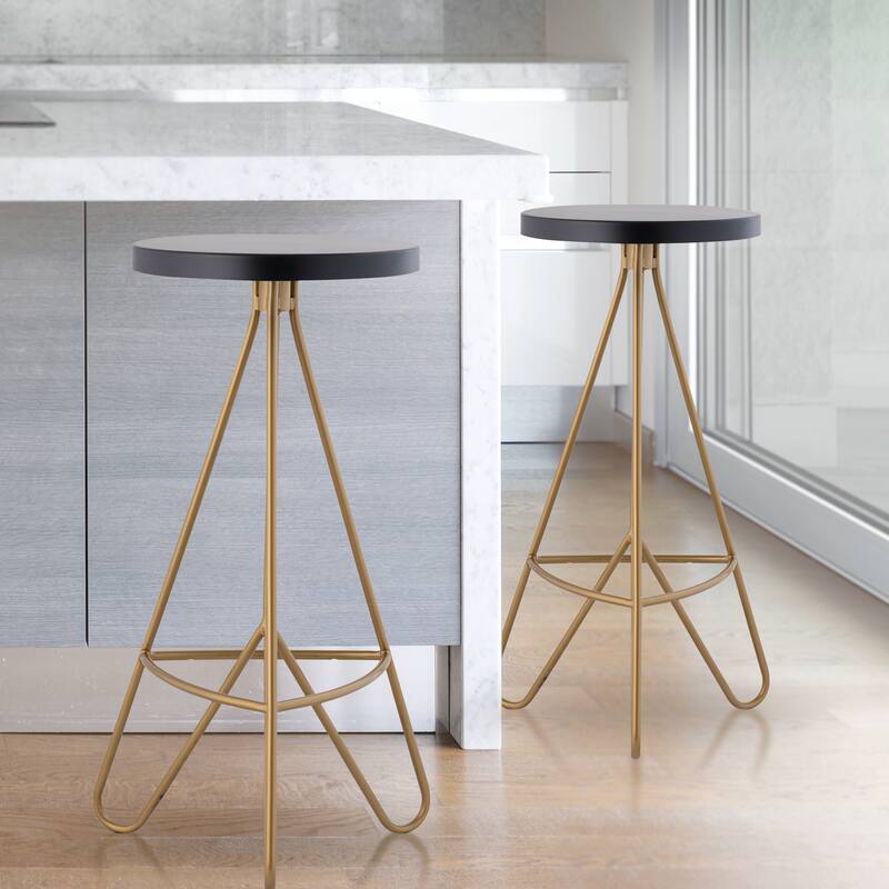 Chronos 30" Modern Industiral Iron Tripod Backless Bar Stool, by JONATHAN Y